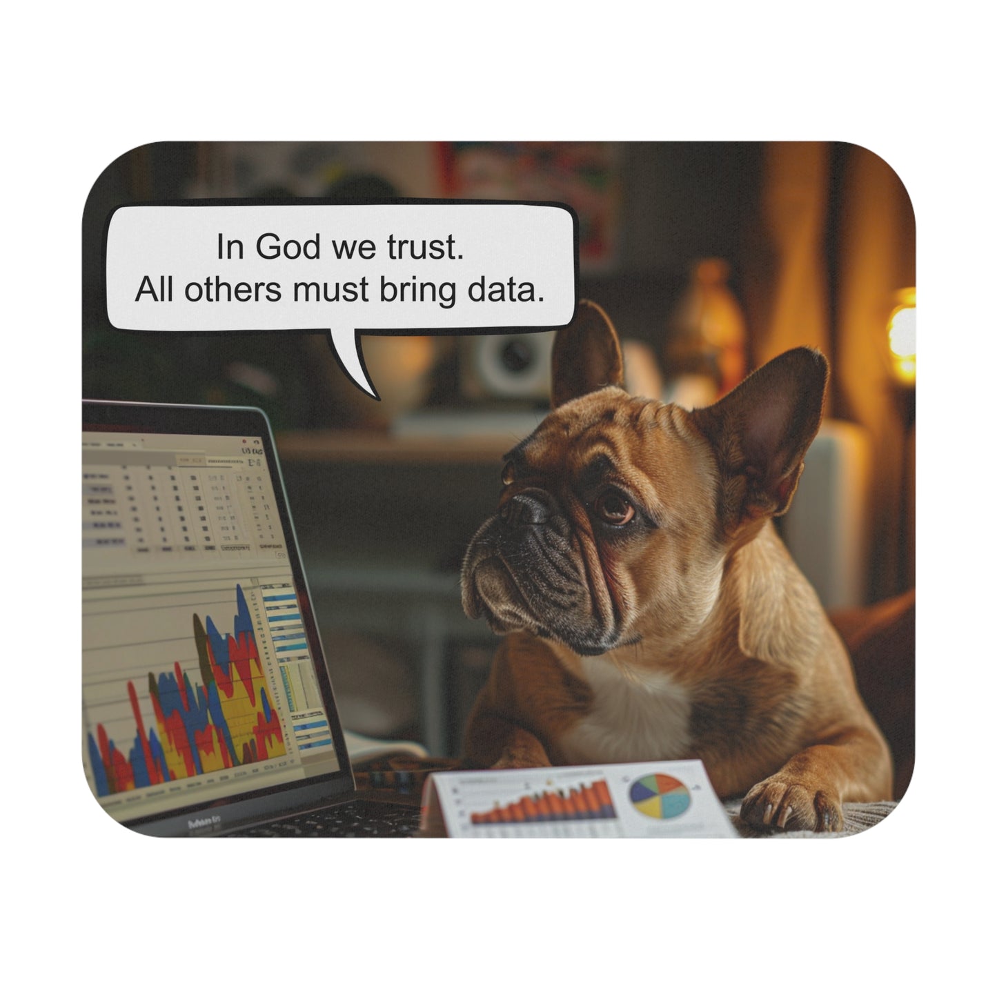 Mouse Pad - Data Bulldog French Bulldog Artwork for Data Enthusiasts and Pet Lovers