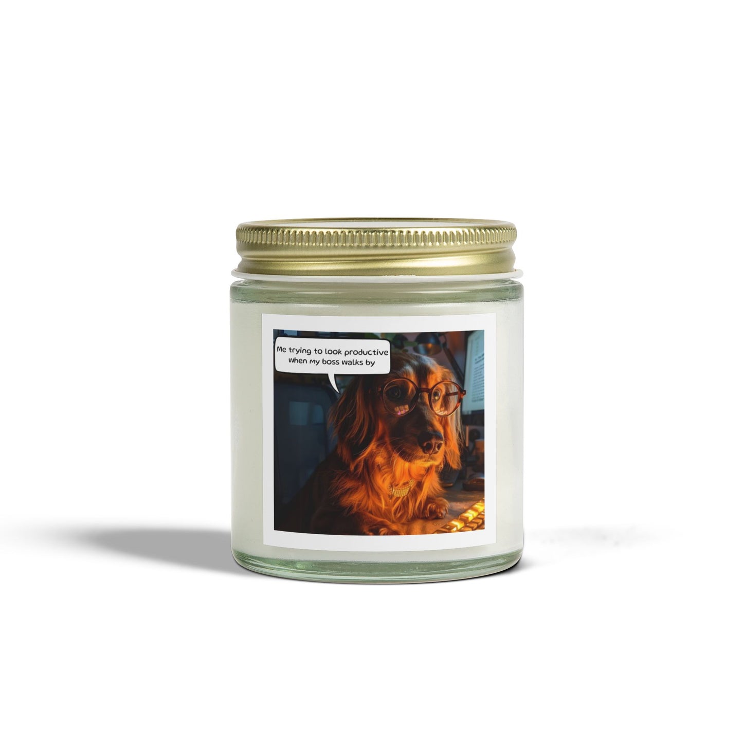 Candle, Poodle Dog 'Me Trying to Look Productive' Label