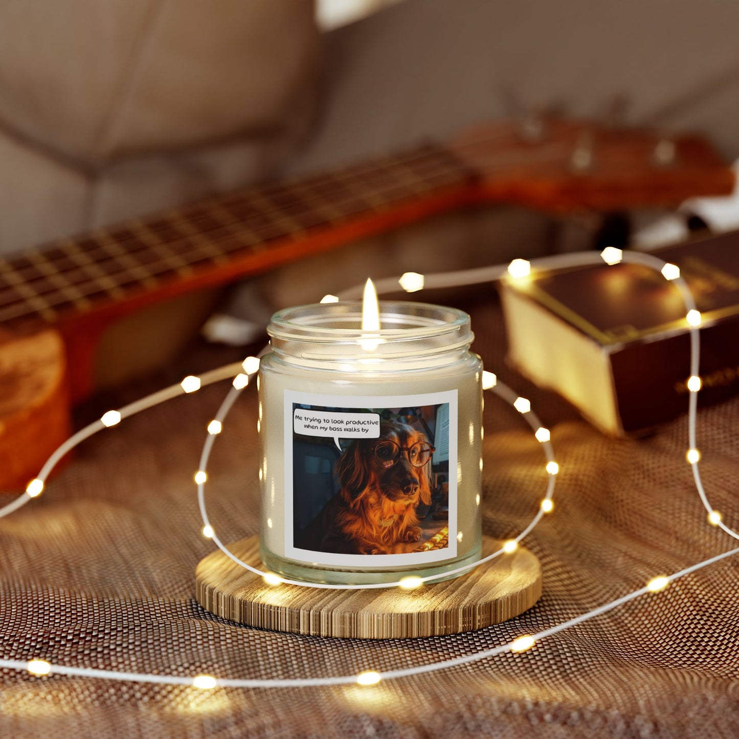 Candle, Poodle Dog 'Me Trying to Look Productive' Label